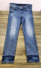 Lucky Brand Ava Crop Women's 10/30 Jeans Stretch Distressed 30x26 Blue Denim