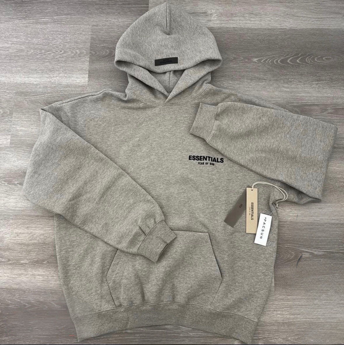 Essentials Fear of God Gray Fleece Pullover Hoodie Men Logo PacSun