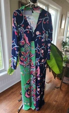 Unique stylish Vintage Beautiful Retro Floral Maxi Dress Size M
