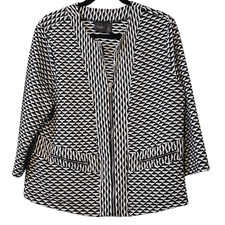 Travelers by Chico's Blazer Jacket, black white w/ elbow length sleeves, size 2