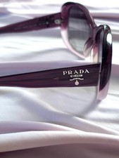 Auténticas gafas de sol Prada Designer Moda Ombre marco degradado púrpura usadas en excelente estado