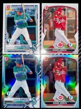 (4) Lot EDWIN ARROYO 2021 & 2023 Bowman 1st Edition Sky Blue Foil + Base 1st