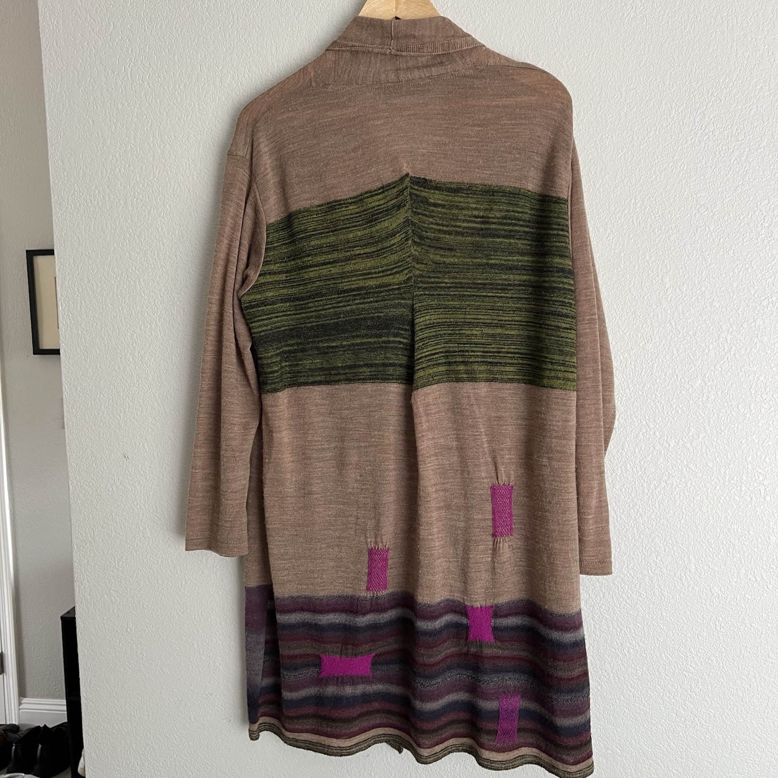 M.&Kyoko multicolor Patchwork long cardigan wool … - image 2