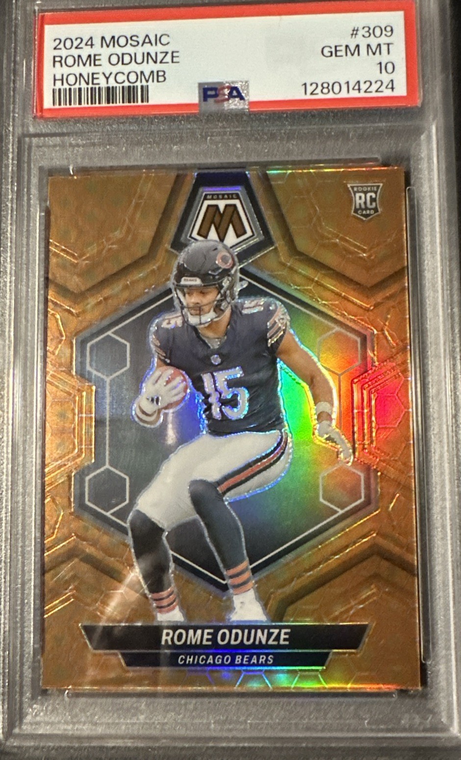 Rome Odunze RC Case Hit 2024 Panini Mosaic Honeycomb Football #309 PSA 10 Bears