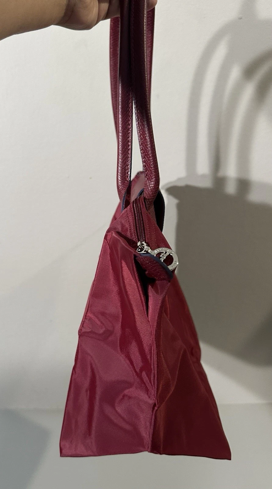 LONGCHAMP Borsa lunga Champ Le Pliage nylon nuova senza etichette borsa a tracolla media autentica bordeaux