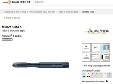 WALTER HSS-E machine taps M20213-M4.5 Prototex® X·pert M NEW 1 pcs.