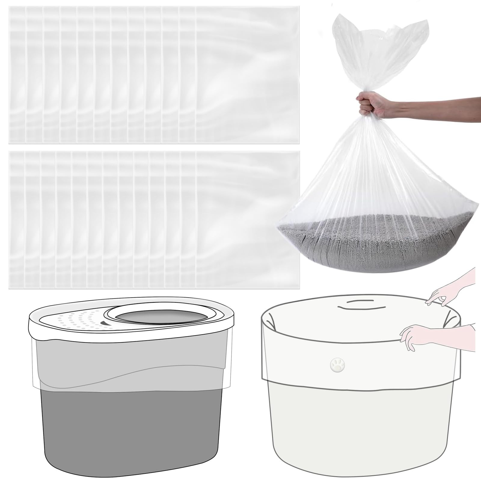 Liners Compatible With Iris Top Entry Cat Litter Box - 25 Pa