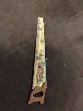 12" Long Saw/Hand Painted Folk Art Scene On The Blade