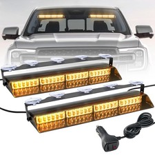 Amber 48 Led 2-in-1 Emergency Strobe Light Bar For Interior Windshield Visor Saf Amber 48 Led 2-in-1 Emergency Strobe Light Bar For Interior Windshield Visor Saf