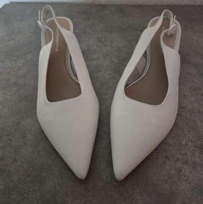 Weiße/Cremeweiße Slingpumps Gr.38 Leder Neu mit Karton von Alla Pugachova