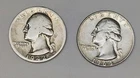 No Reserve Lot of (2) 90% Silver Washington Quarters 1942-S 1964-D Semi Key Date