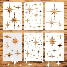 6 Pcs Large Star Stencils for Painting Reusable Twinkle Star Template Wall