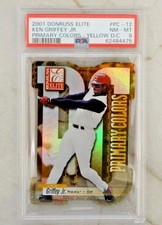 Ken Griffey Jr 2001 Donruss Elite Primary Colors PC12 Yellow Die Cut  /75 PSA 8