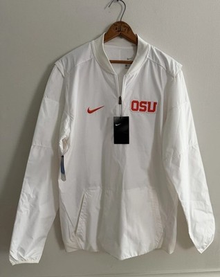 Nike Oklahoma State Cowboys Windbreaker Jacket White OSU Mens M Dri-Fit 1/4 Zip