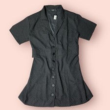 Nasty Gal Polka Dot Fitted Mini Shirt Dress Black White 12 Large