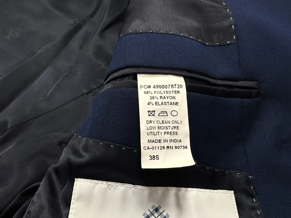 Traje Chaqueta Ryan Seacrest Distinction 38S Hombre Azul Marino 2 Botones Doble Ventilación Foto 4 de 4