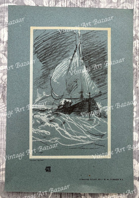 Marine Studie Segelboot J M W Turner 1906 antike Kunstdruckplatte