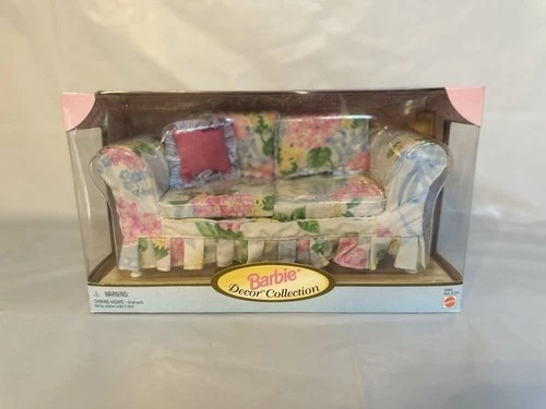 1998 Barbie Decor Collection Furniture Floral Couch Sofa Mattel NRFB New in Box