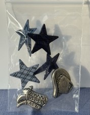 Cowboy Cowgirl Novelty Buttons Plastic Cowboy/girl Hat, Boots, Stars NIP