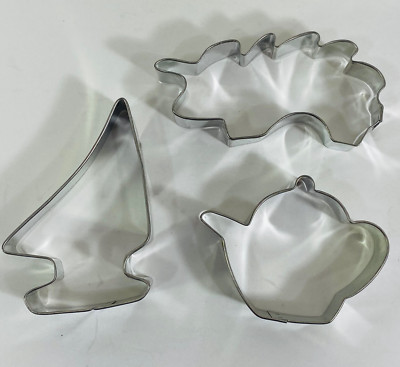 New Ann Clark Cookie Cutters x 3 - Hedgehog Sailboat Teapot Made in USA