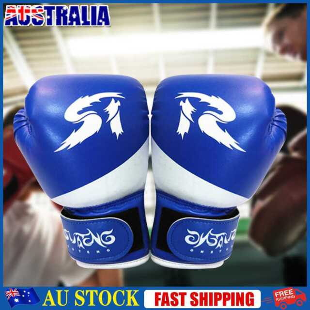 1 Pair Sport Protection PU Leather Kids Boxing Gloves Training Equipment (Blue)