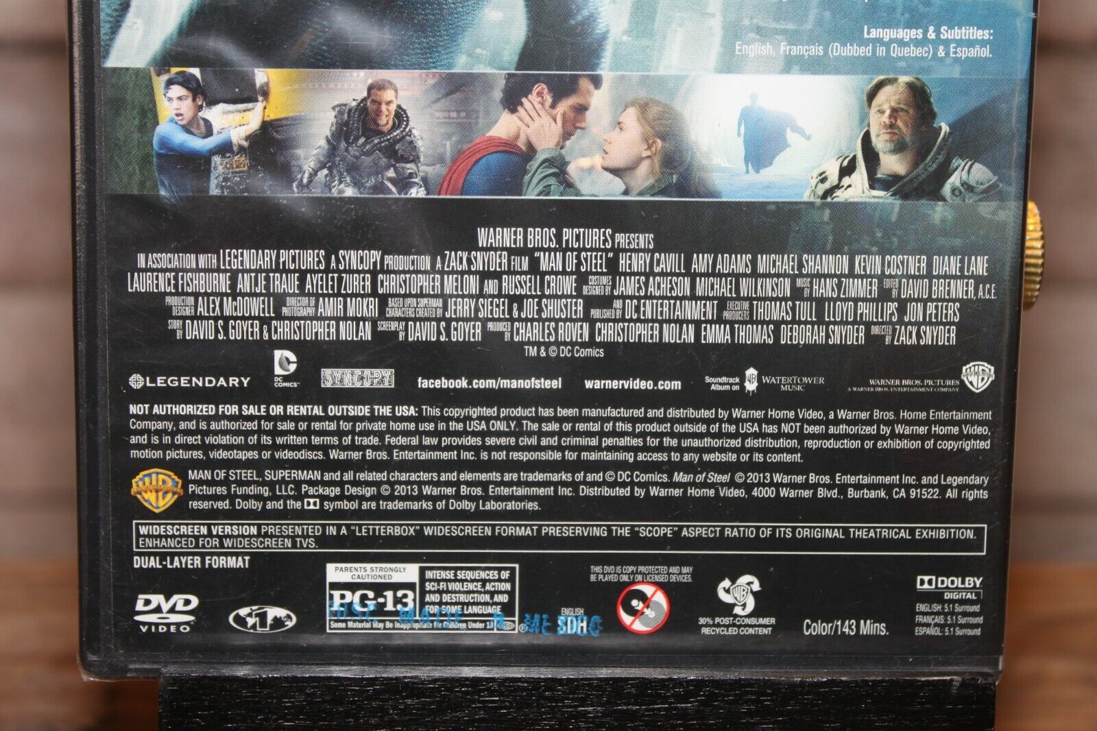 Man of Steel DVD Movie Special Edition Henry Cavill Superman Action DC  Comics 883929479092