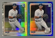 2- 2020 Bowman Draft Chrome Riley Greene: Blue 041/150 & Base Refractor #BD-180
