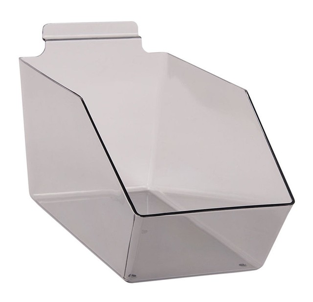 6 Dump Bins For Slatwall Clear Gray Set of 6 Plastic Slat Wall 6” x 11