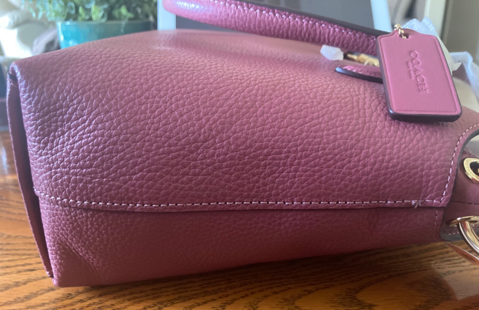 Coach Remi Satchel Rouge Pink Pebbled Leather Zipper Closure Shoulder Bag - NWT image 8