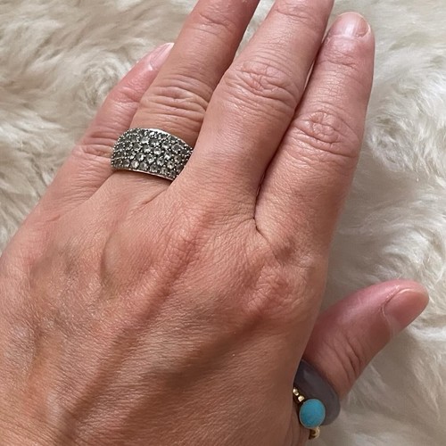 Gorgeous QVC 9ct Gold Aquamarine Large Cluster Cocktail Dress Ring UK Size M - Picture 9 of 12