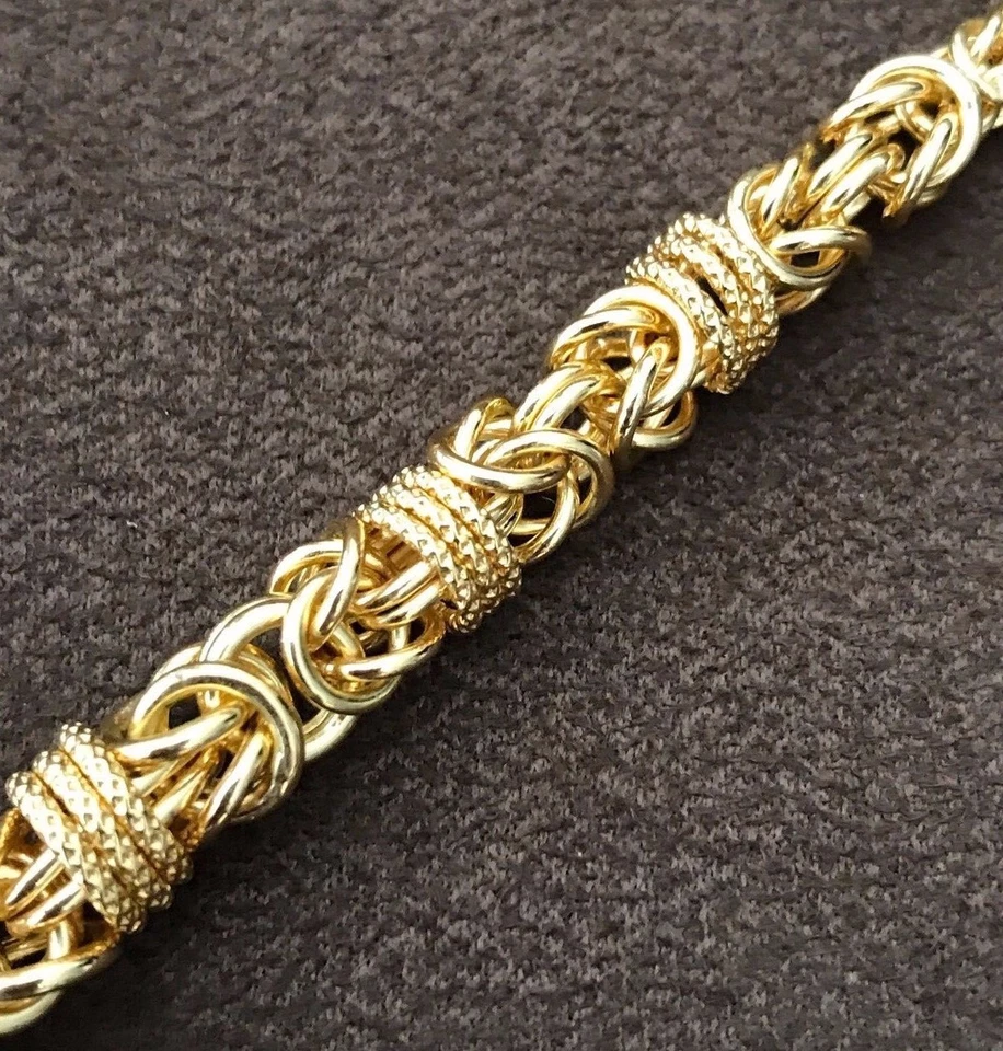 Bronzo Italia Polished & Textured Byzantine Necklace, Yellow color - 20"L - Image 4 of 4