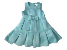 NWOT Janie and Jack High Tea Holiday 12 18 M Tiffany-Blue Pleated Satin Dress