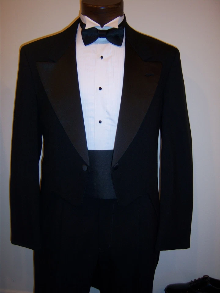 BLACK Formal Tuxedo TAILCOAT - Christian Dior Peak Lapel - most sizes available - Image 2 of 4