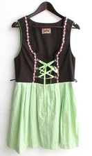 Damen Trachten Dirndl ärmellos braun, Rock kariert Gr. 44 v. Stockerpoint