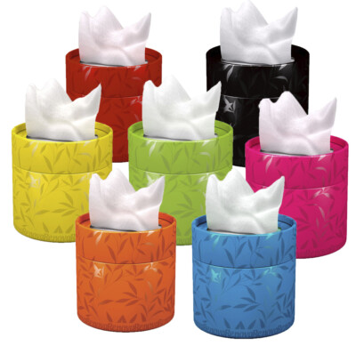Renova Facial Tissue Round Colored Box Holder - 40 Tissues/Box, 3-Ply, Decor