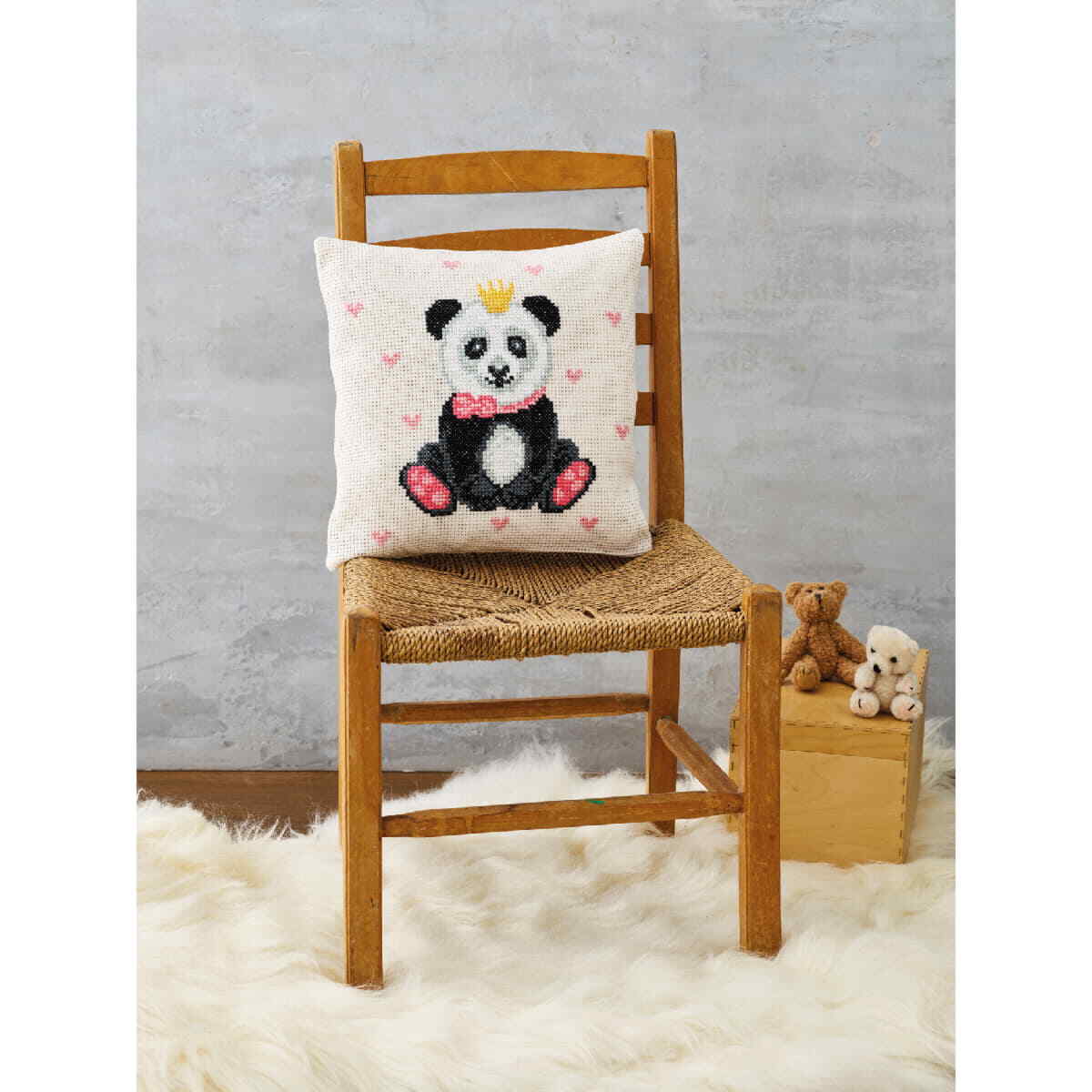 Permin counted cross stitch kit cushion front ""Panda"", 30x30cm, DIY