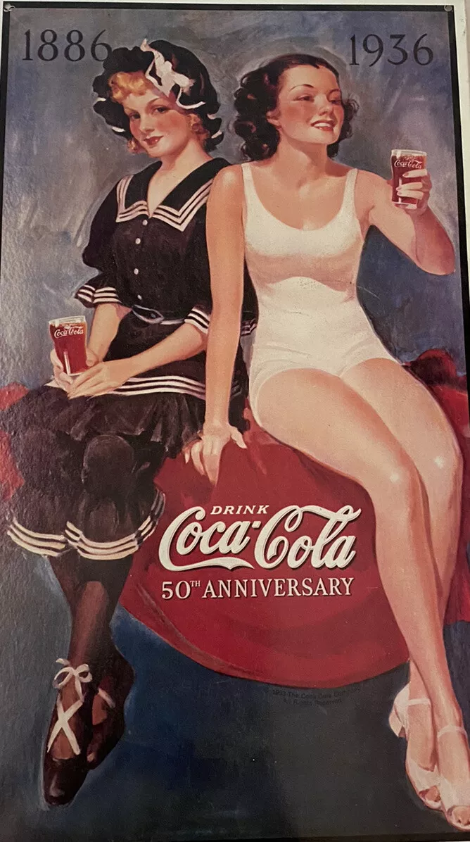 Vintage Coca Cola 1886-1936 50th Anniversary Metal 16x9