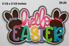 HELLO EASTER TITLE boy girl scrapbook premade paper piecing 3D die cut by Rhonda