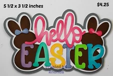 HELLO EASTER TITLE boy girl scrapbook premade paper piecing 3D die cut by Rhonda