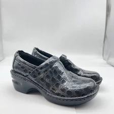 BOC Born Concept PEGGY Black Gray Croc Print Slip On Clog Shoes Size 6.5 Vegan