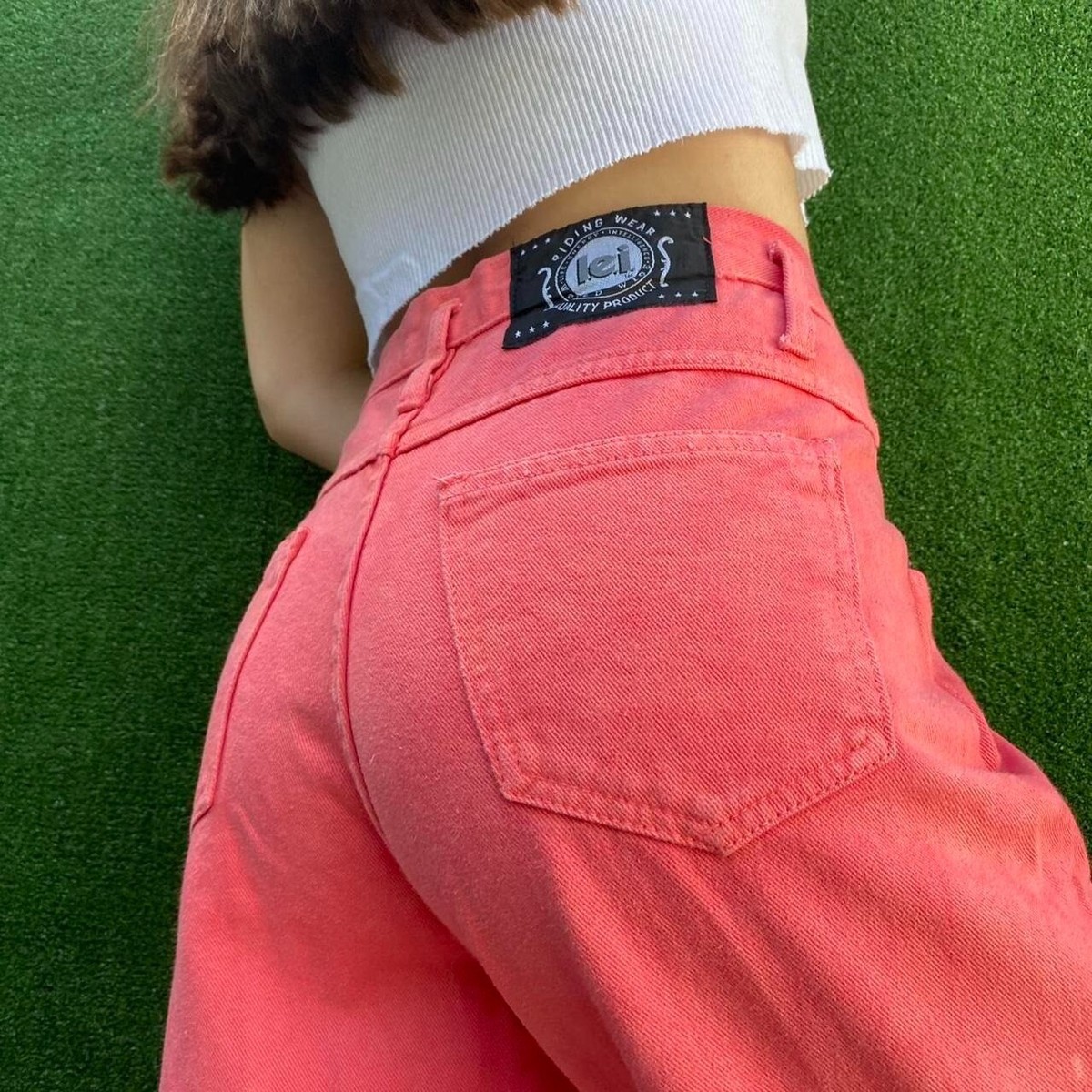 Depop Lee Vintage High Waisted Jeans Vintage 80s Salmon Pink High