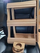 2x Sauna room ERGONOMIC BACKREST and CUP HOLDER Natural Canadian Hemlock SET lot
