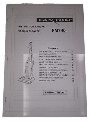 Fantom (FM 740) Staubsauger nur Bedienungsanleitung/Benutzerhandbuch. #5