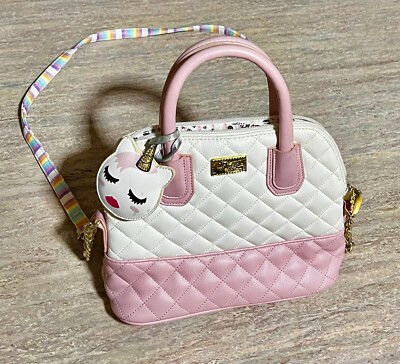 Luv by Betsey Johnson quilted white and light pink shoulder bag Good Condition.
