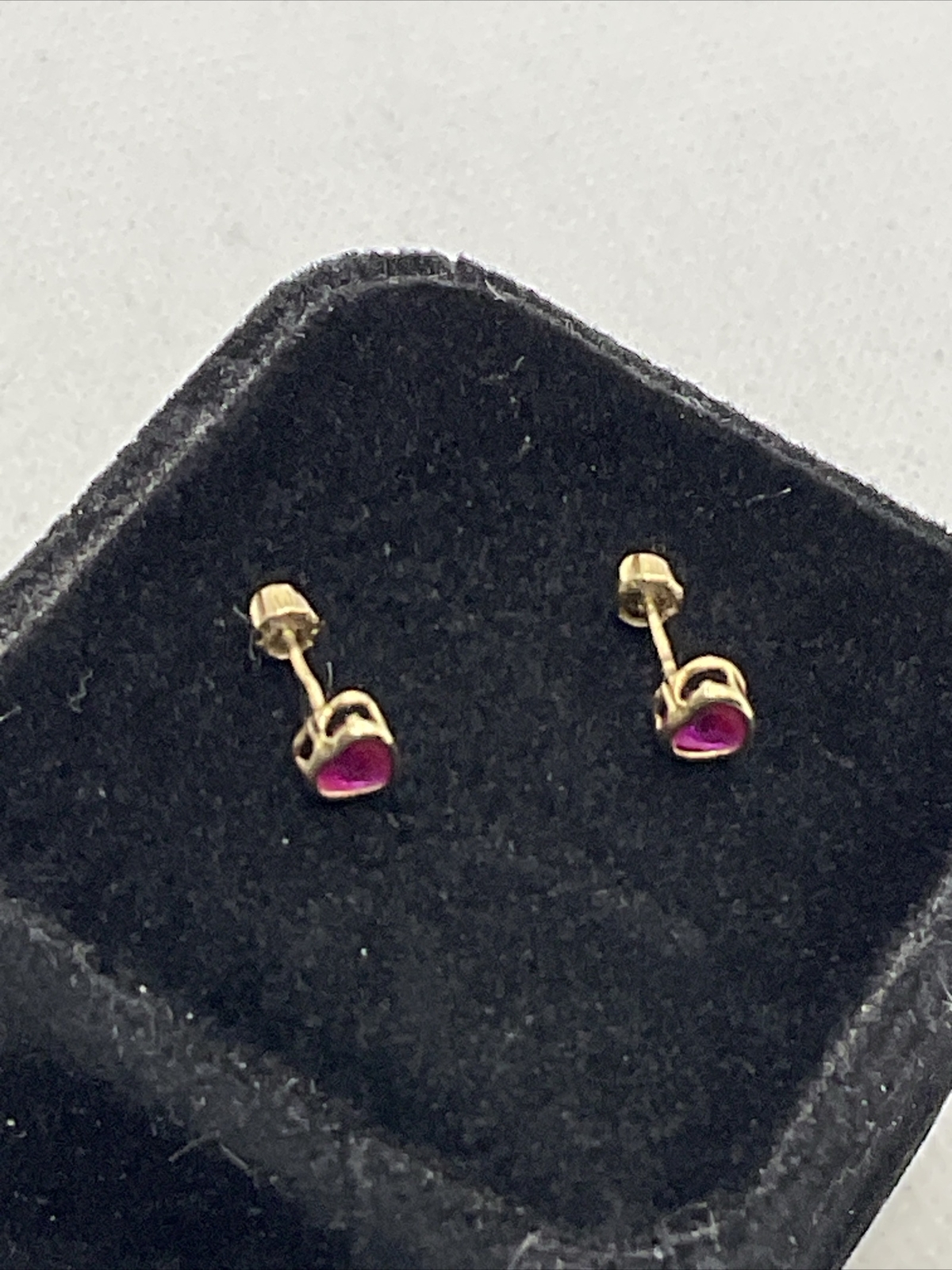 CUTE Solid 14K Yellow Gold Created Ruby HEART Sha… - image 15