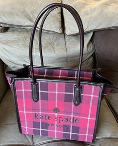 kate spade red and black plaid purse