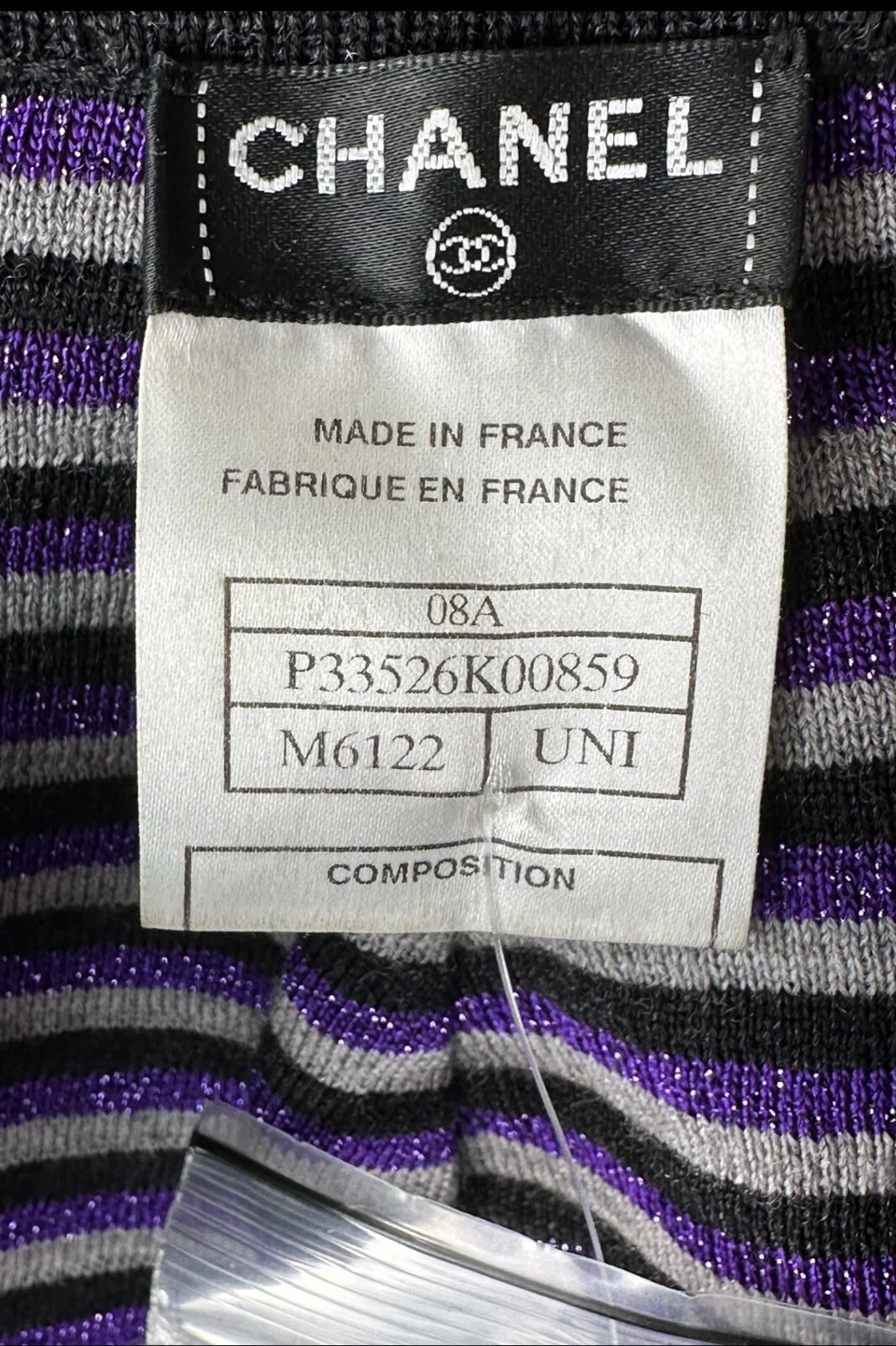 Nuovo Chanel Vintage 2008 Viola Nero Glitter Maglione Cape Top 34 36 2 4 Vintage XS S