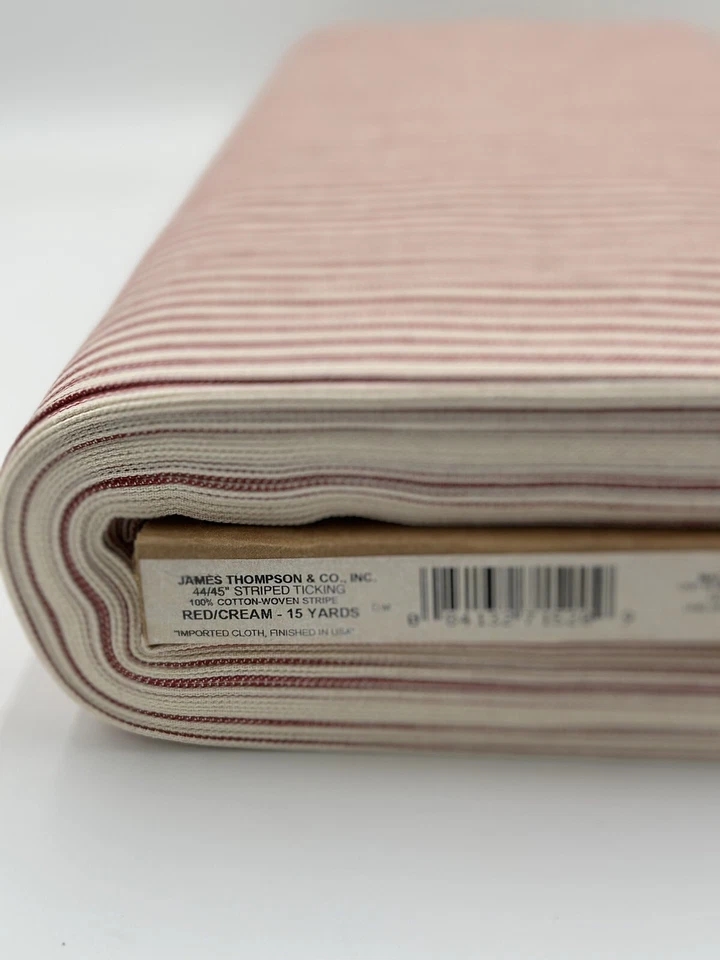 44/45 дюйма тканая полоса тикающая красная - 1 ярд огранка - Изображение 2 из 3