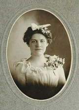 Antique Portrait Photograph Cardboard Mount Young Woman with Corsage  #14903