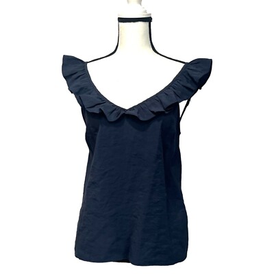 Vero Moda Ruffle Neck Detail Cami Top, Navy Blazer, Sz. S
